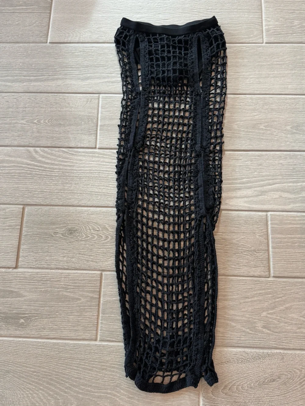DION LEE Crochet Black Maxi Skirt Size XS VGUC